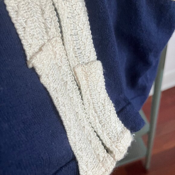 Soft, thin, lightweight navy zip-up cardigan with cream lace trim - Picture 5 of 7